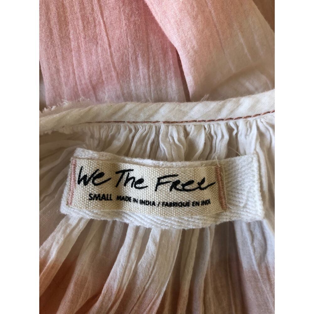 We The Free Sweet Stripe Orange and White Balloon Sleeve Boho Oversized Blouse - Picture 5 of 13